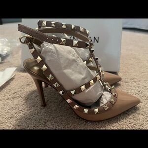 Kaitlyn Pan Rockstud Caged Leather Pump Sandal